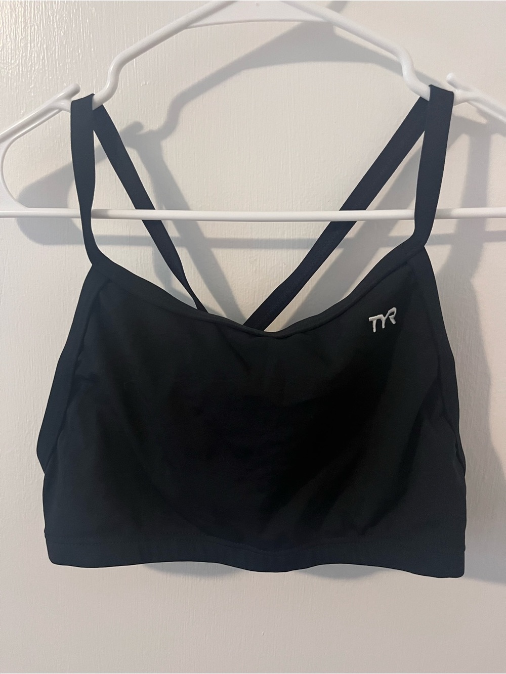 TYR Durafast Girls Black Training Bikini Top Only Cross Back Straps Large 10-12